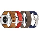 Set 4 Curele iUni compatibile cu Apple Watch 1/2/3/4/5/6/7, 42mm, Maro, Rosu, Maro inchis, Albastru